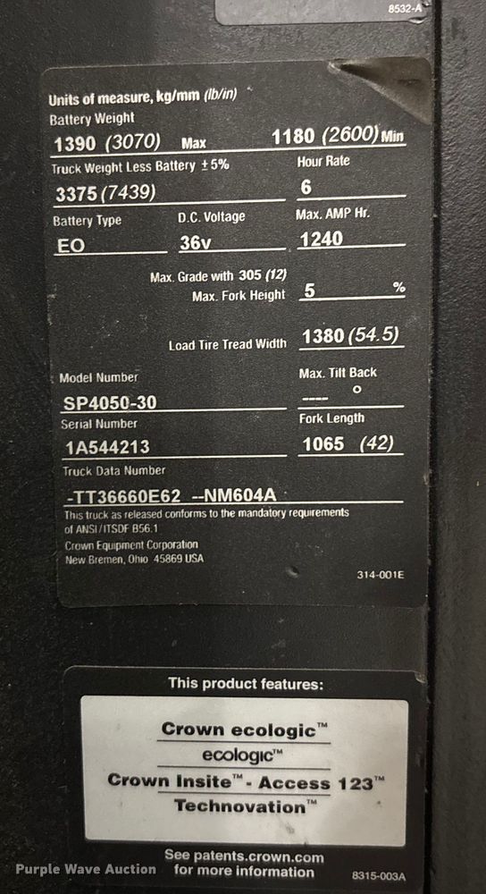 image for item EU4538 2018 Crown SP4050-30 order picker