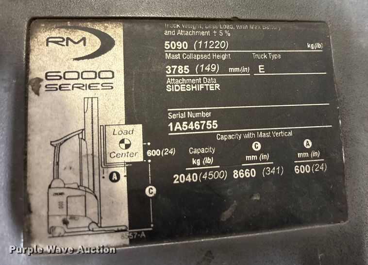 image for item EU4541 2019 Crown RM6095S-45 reach truck