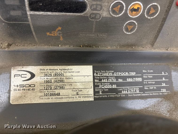 image for item EU4544 2020 Crown PC4500-80 pallet jack