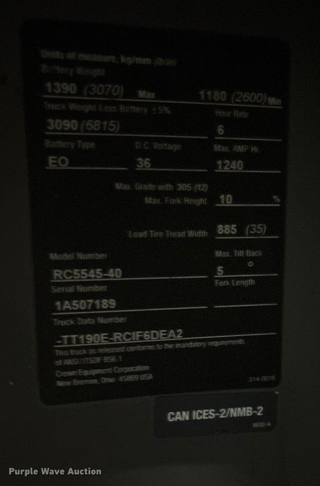 image for item EU4546 2017 Crown RC5545-45 forklift
