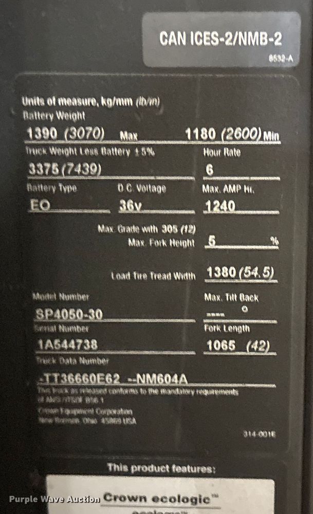 image for item EU4548 2018 Crown SP4050-30 order picker