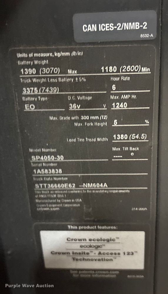 image for item EU4553 2020 Crown SP4050-30 order picker