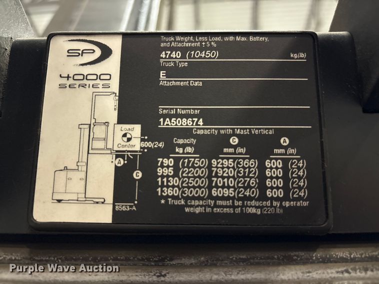 image for item EU7001 2017 Crown SP4050-30 order picker