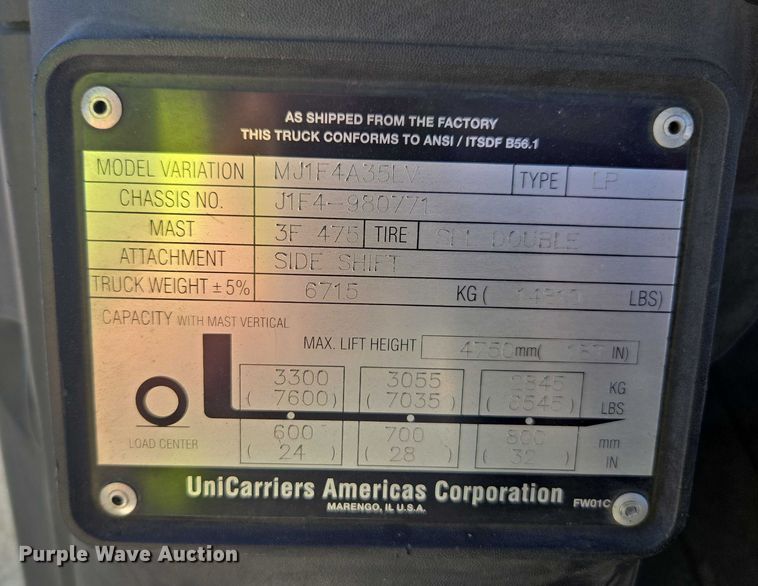 image for item FB9466 2014 Nissan 80 forklift