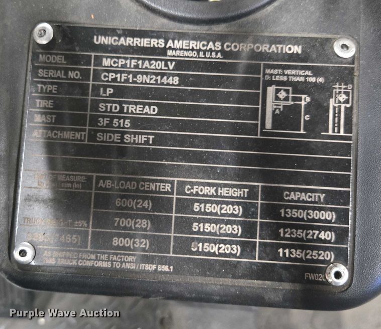 image for item FB9470 2017 UniCarriers CFS40 forklift