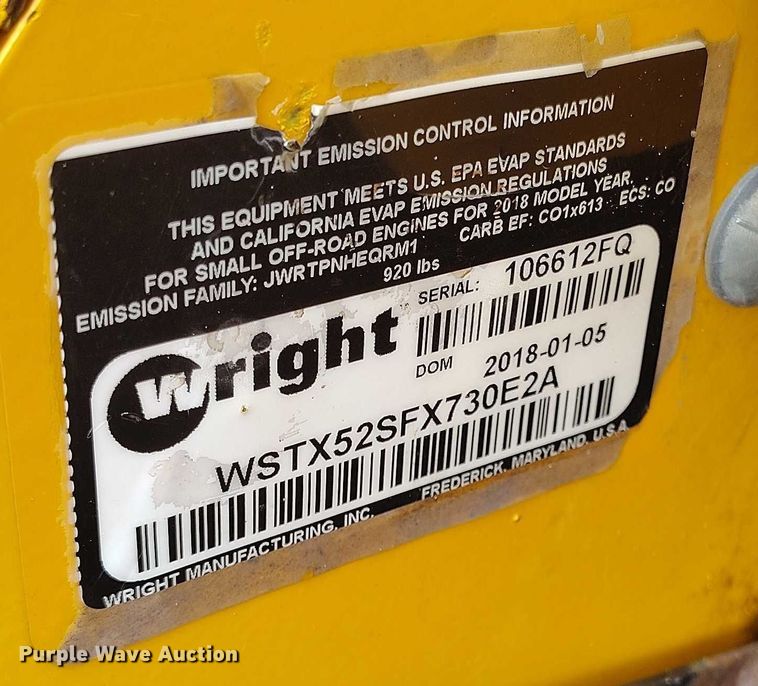 image for item IP9688 (2) 2018 Wright WSTX52SFX730E2A ZTR lawn mowers