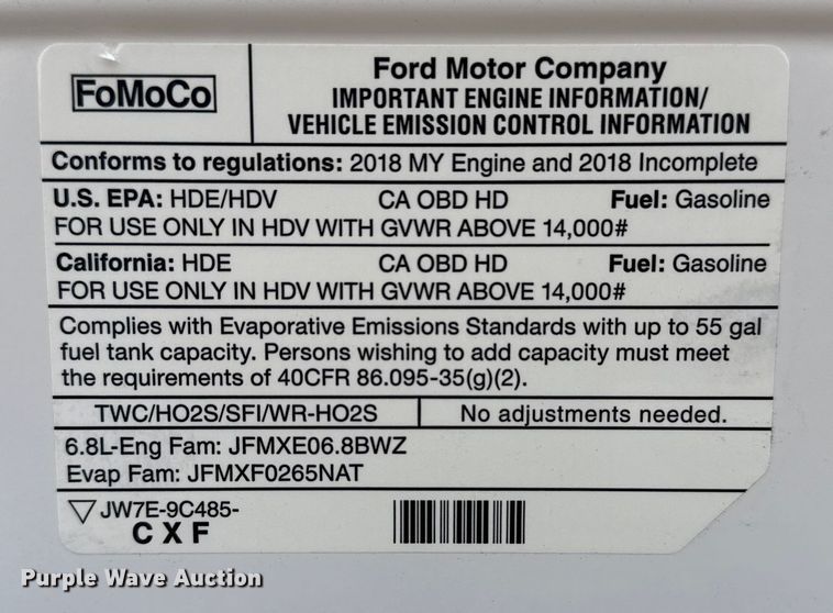 image for item NU9555 2018 Ford E450 Super Duty refrigerated delivery van