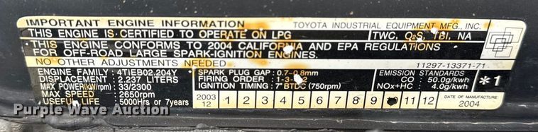 image for item NU9560 2005 Toyota 7FGU24 forklift