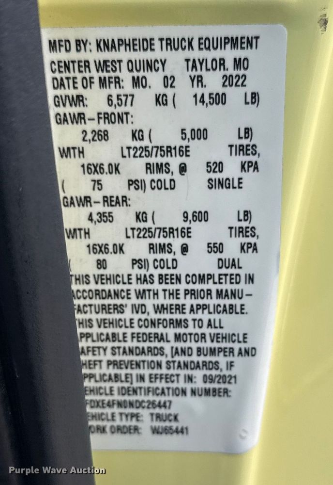 image for item NU9570 2022 Ford E450 Super Duty delivery truck