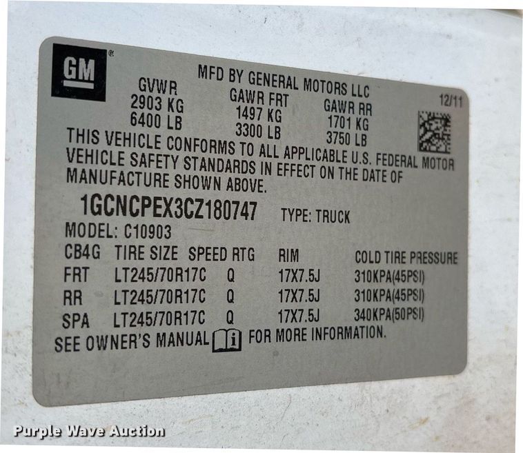 image for item OB9453 2012 Chevrolet Silverado 1500 pickup truck