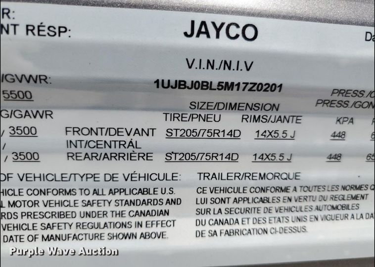 image for item YA0763 2021 Jayco Jayco camper