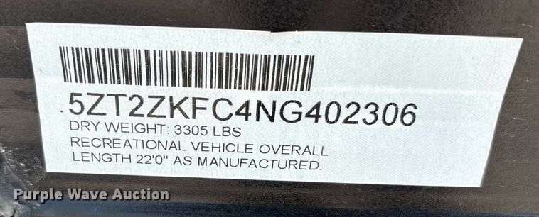 image for item YA0765 2022 Forest River Ozark camper