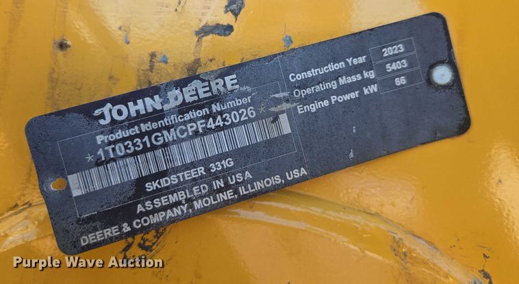image for item DE2190 2023 John Deere 331G tracked skid steer loader