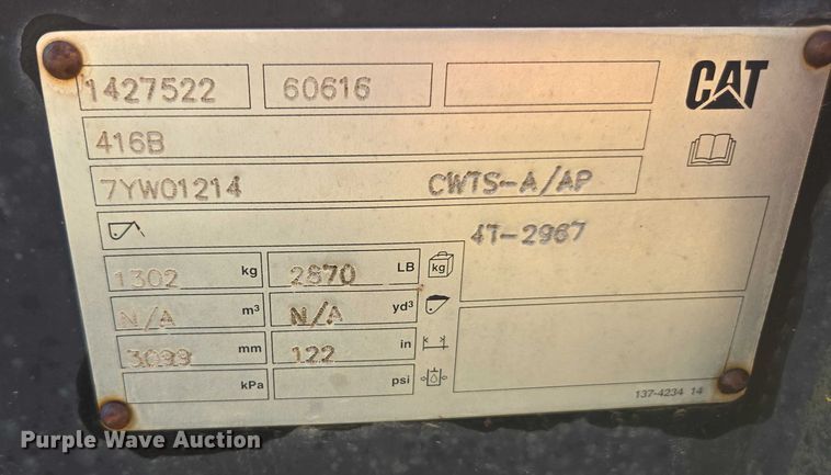 image for item DE2203 Caterpillar 416B blade