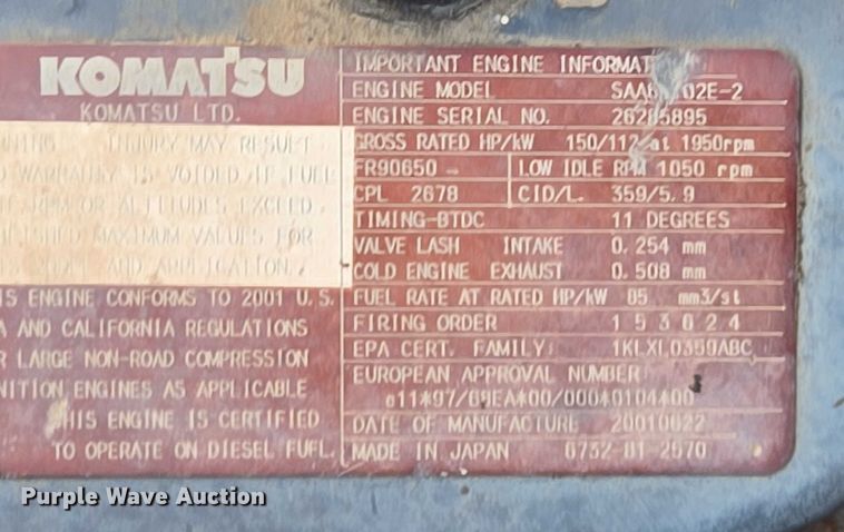 image for item DE2205 2001 Komatsu PC228USLC-3 excavator