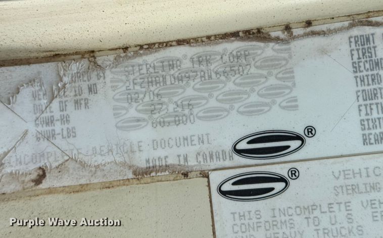 image for item DJ7754 2007 Sterling L-Line crane truck