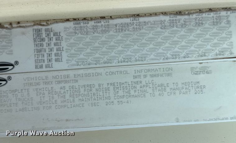 image for item DJ7754 2007 Sterling L-Line crane truck