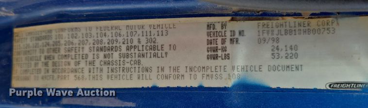 image for item DR3987 1999 Freightliner Business Class hook lift truck