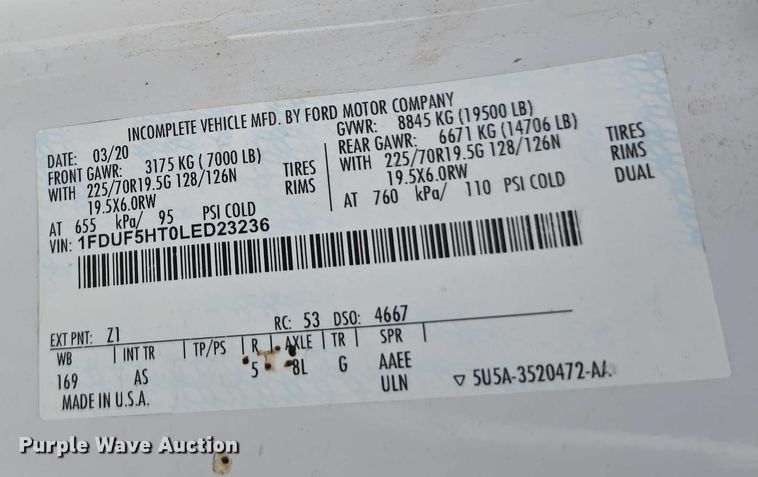 image for item DR3993 2020 Ford F550 Super Duty utility / service truck