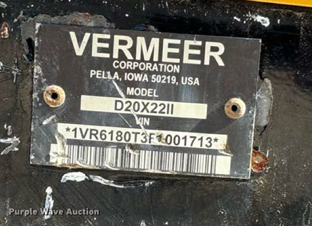 image for item DT3416 2015 Vermeer D20x22 Series II directional boring unit