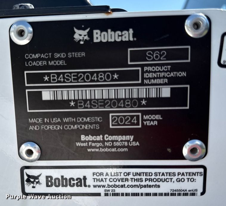 image for item DW2995 2024 Bobcat S62 skid steer loader