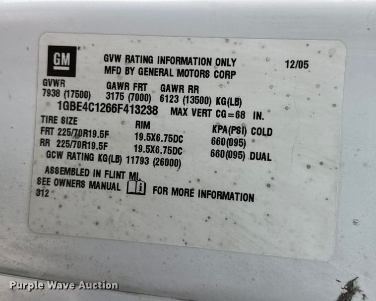 image for item DW6500 2006 Chevrolet C4500 utility / service truck