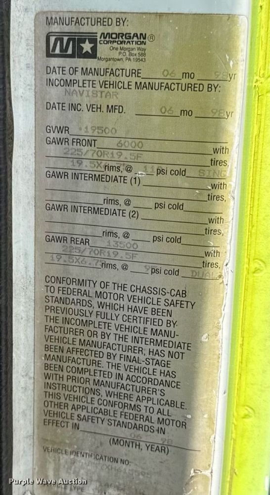 image for item DW6504 1999 International 4700  flatbed truck with crash attenuator