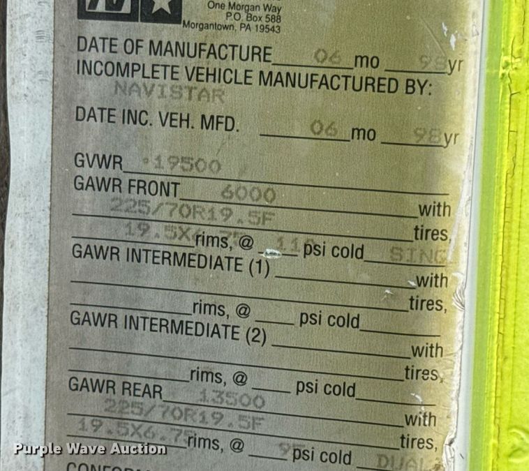 image for item DW6504 1999 International 4700  flatbed truck with crash attenuator