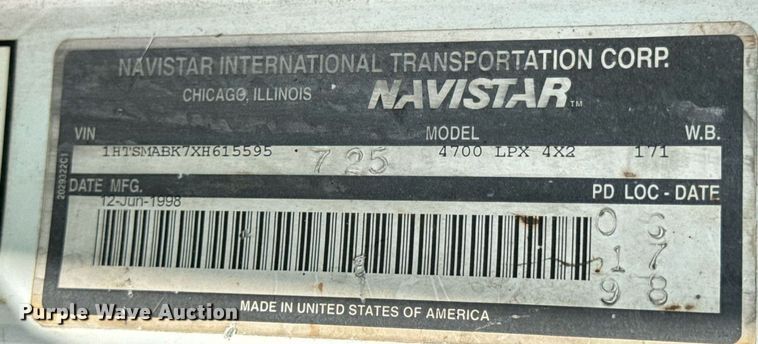 image for item DW6504 1999 International 4700  flatbed truck with crash attenuator