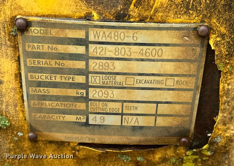 image for item DW6516 2008 Komatsu WA480-6 wheel loader