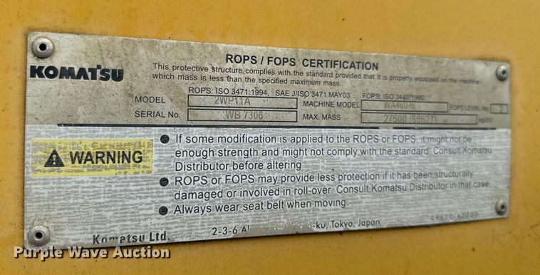 image for item DW6516 2008 Komatsu WA480-6 wheel loader