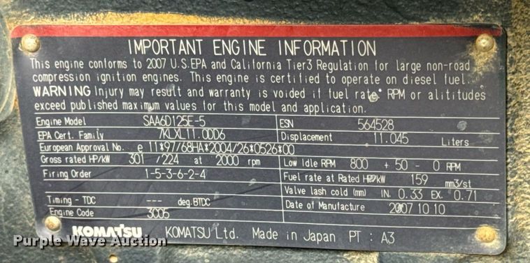 image for item DW6516 2008 Komatsu WA480-6 wheel loader