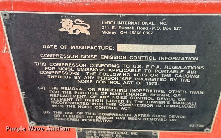 image for item DW6519 1994 LeRoi 3271X69 air compressor