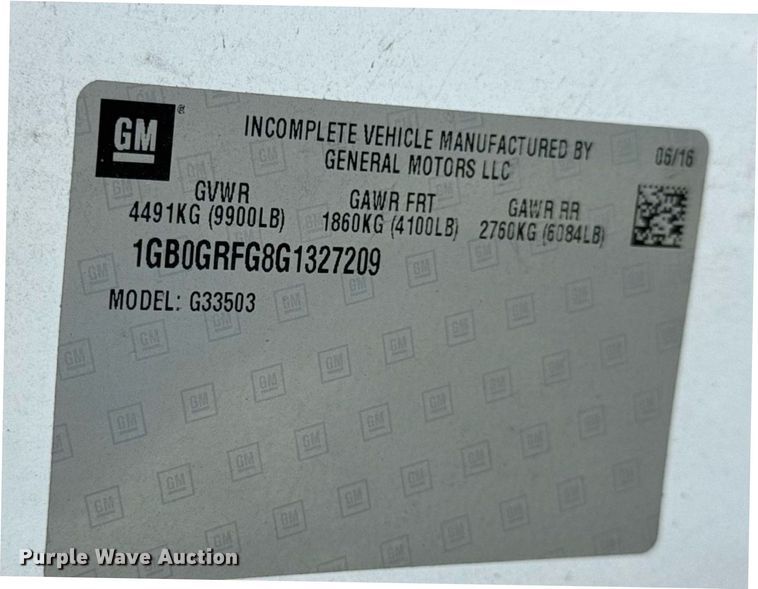 image for item DW6549 2016 Chevrolet  Express G3500 utility van