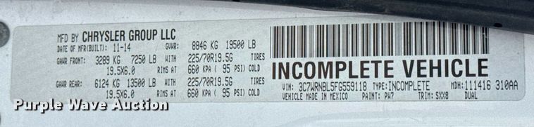 image for item DW6550 2015 Dodge  Ram 5500 utility / service truck