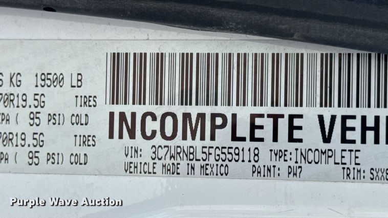 image for item DW6550 2015 Dodge  Ram 5500 utility / service truck