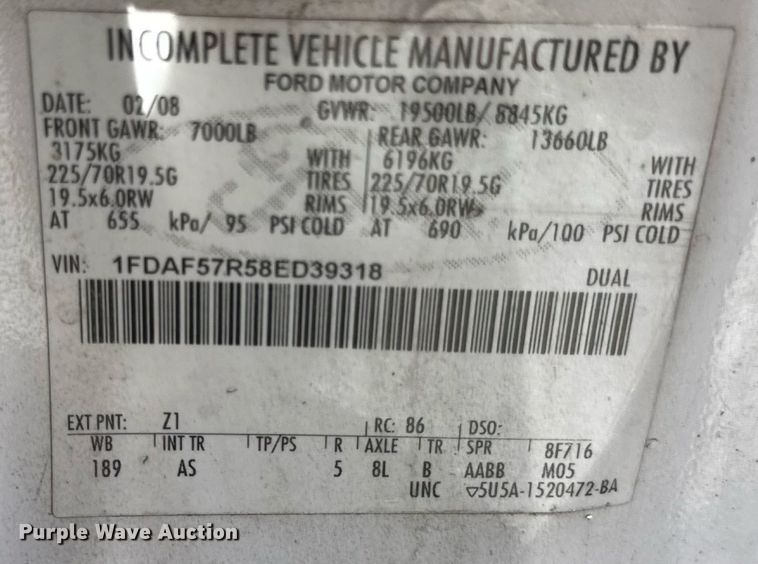 image for item DW6555 2008 Ford F550 Super Duty XL utility / service truck