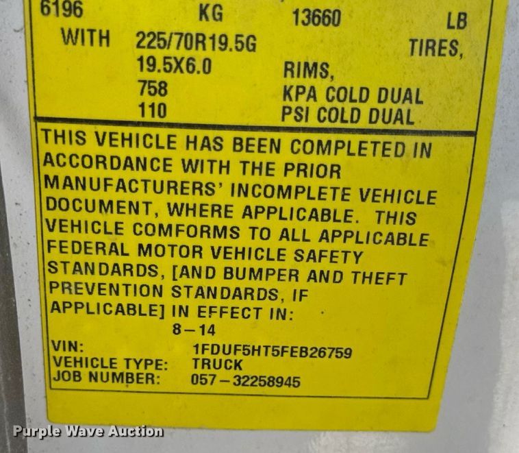 image for item DW6568 2015 Ford F550 Super Duty XL bucket truck