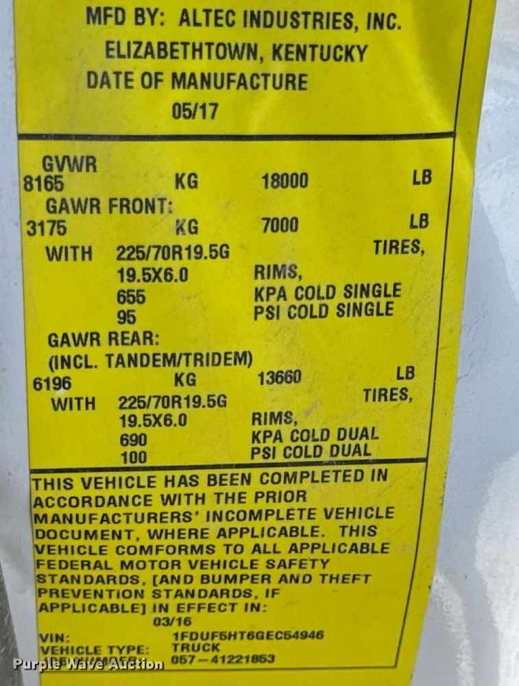 image for item DW6570 2016 Ford F550 Super Duty XL bucket truck