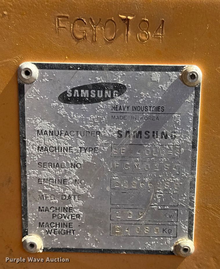 image for item DW6575 1997 Samsung SE240LC-3 excavator