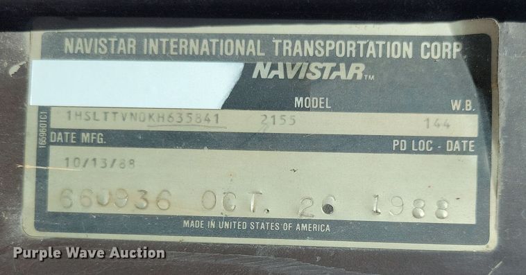 image for item DX7424 1989 International S2100 dump truck