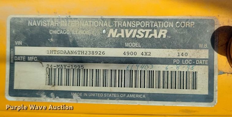 image for item DX7425 1996 International 4900 dump truck