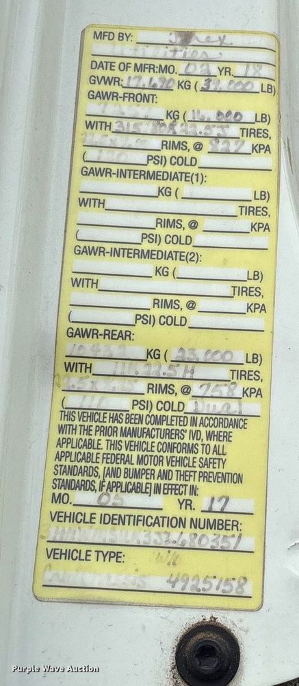 image for item DY0952 2018 International 7500 Bucket truck