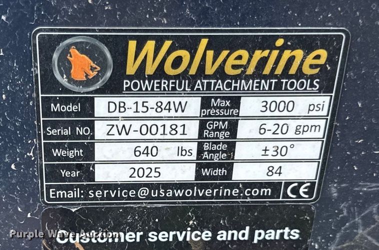 image for item DZ4230 2025 Wolverine  DB-15-84W skid steer dozer blade