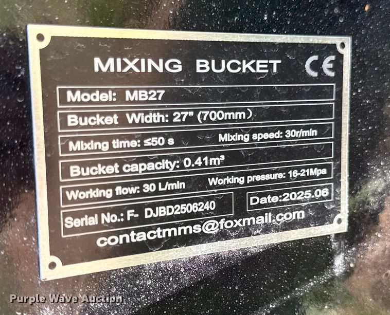 image for item DZ4235 2025 Future MB27 skid steer concrete mixer