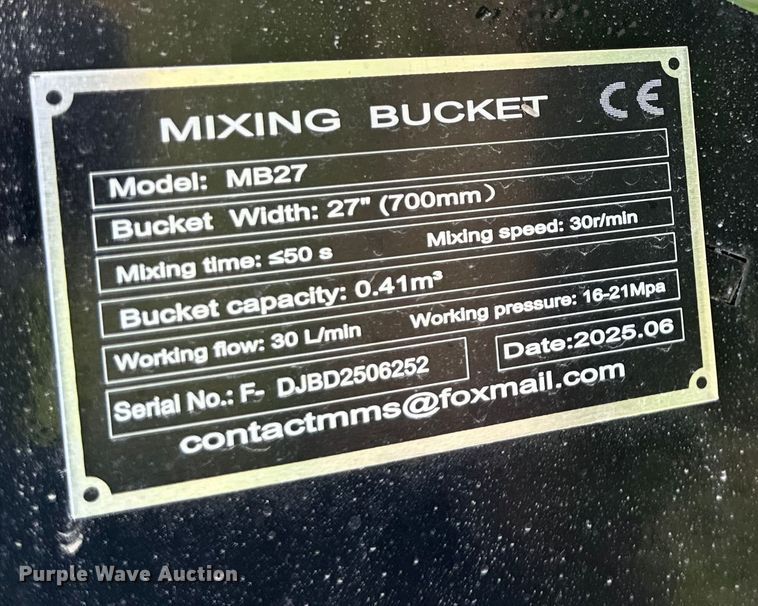 image for item DZ4236 2025 Future  MB27 skid steer concrete mixer