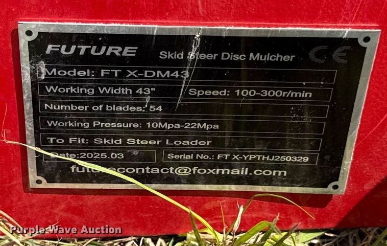 image for item DZ4241 2025 Future FT X-DM43 skid steer mulcher