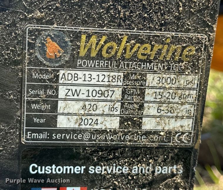 image for item DZ4248 2024 Wolverine ADB-13-1218R skid steer auger
