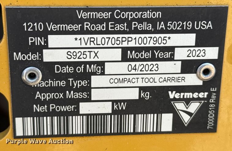 image for item DZ8930 2023 Vermeer S925TX compact utility loader