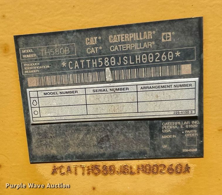 image for item EB2912 2005 Caterpillar TH580B telehandler